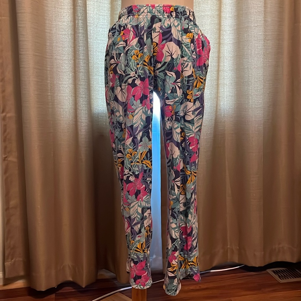 Cuddl Duds Womens Small Floral Botanical Pajama Capri Cropped Pant